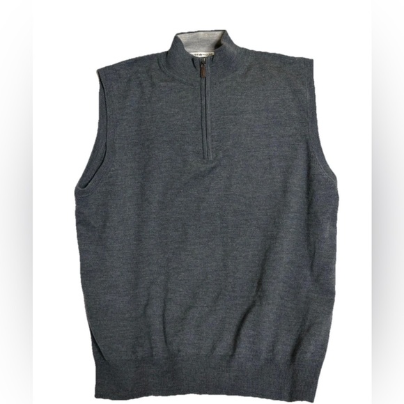 Peter Millar Vest Mens Large Gray Pullover Quarter Zip Merino Wool Golf - Picture 1 of 3